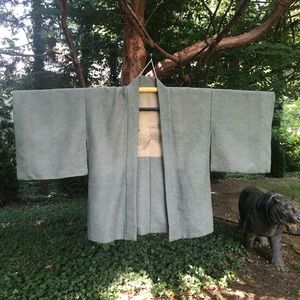 Vintage Haori Short Mens Robe with Kimono Style Sleeves